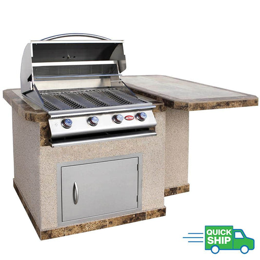 Stainless Steel Stucco with Tile Top Propane Gas Grill Island